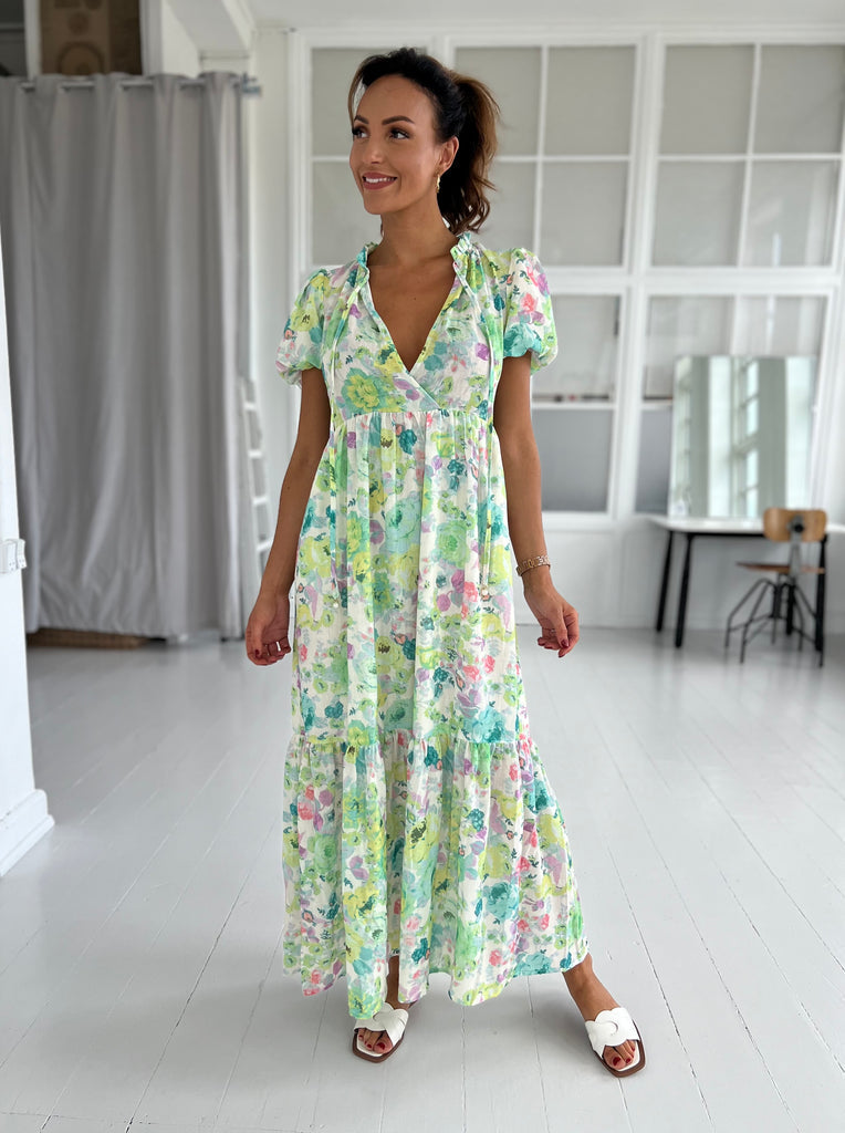 Flam green flower dress-kjole-Åberg CPH-Åberg Copenhagen DK