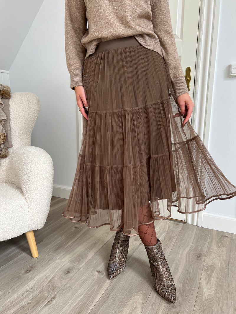 Orice Taupe  tulle skirt