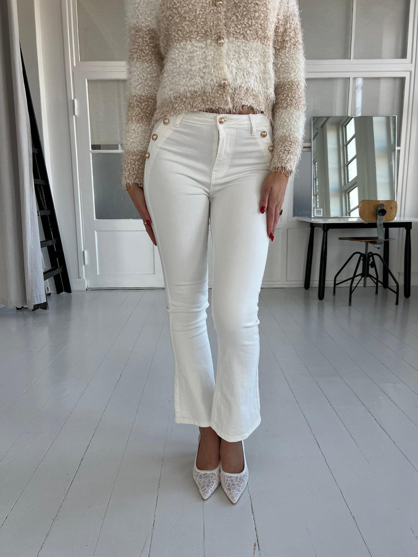 Redial White Flare Jeans