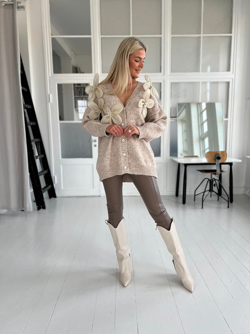 Azaka taupe knit cardigan