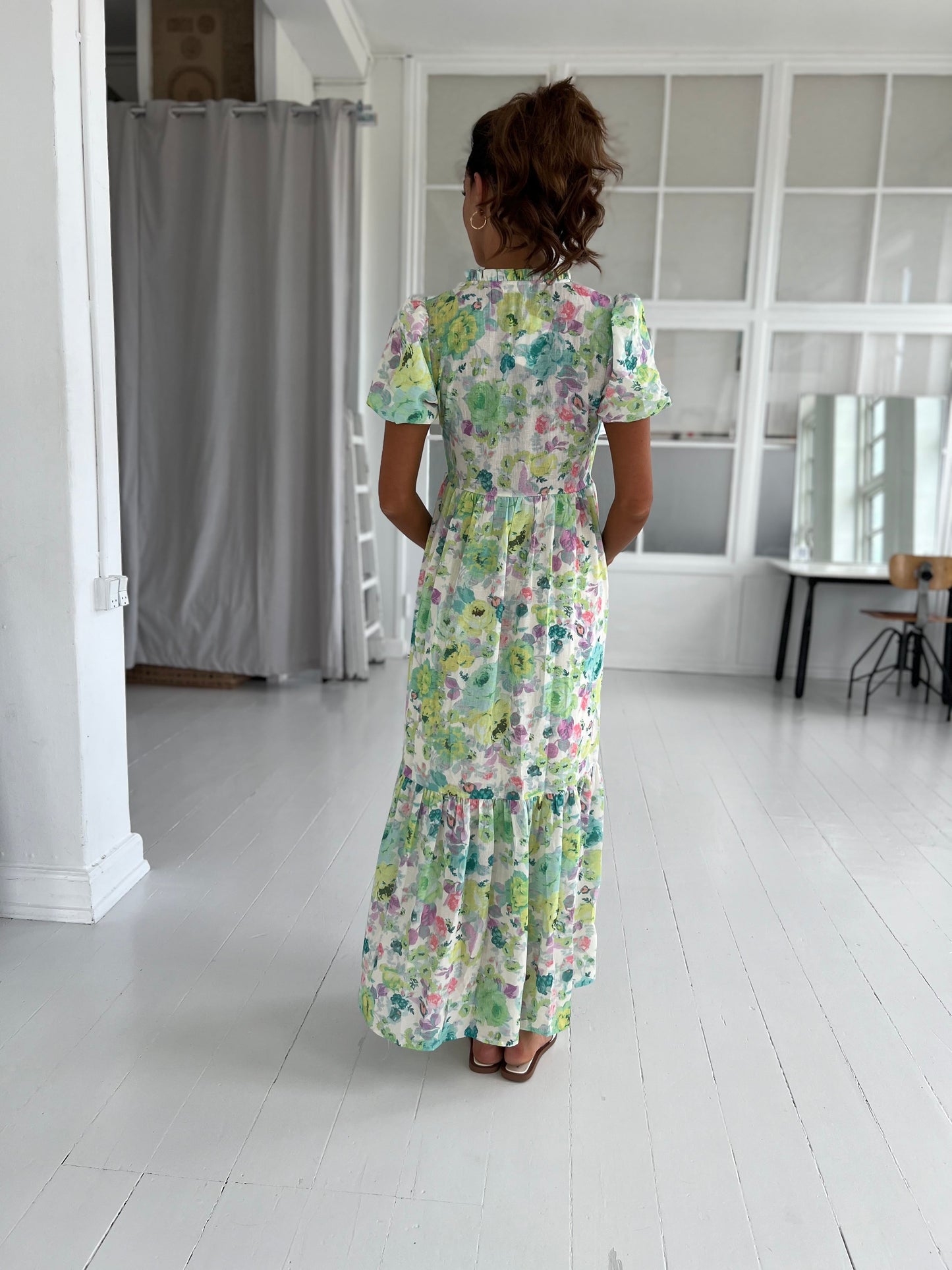 Flam green flower dress-kjole-Åberg CPH-Åberg Copenhagen DK