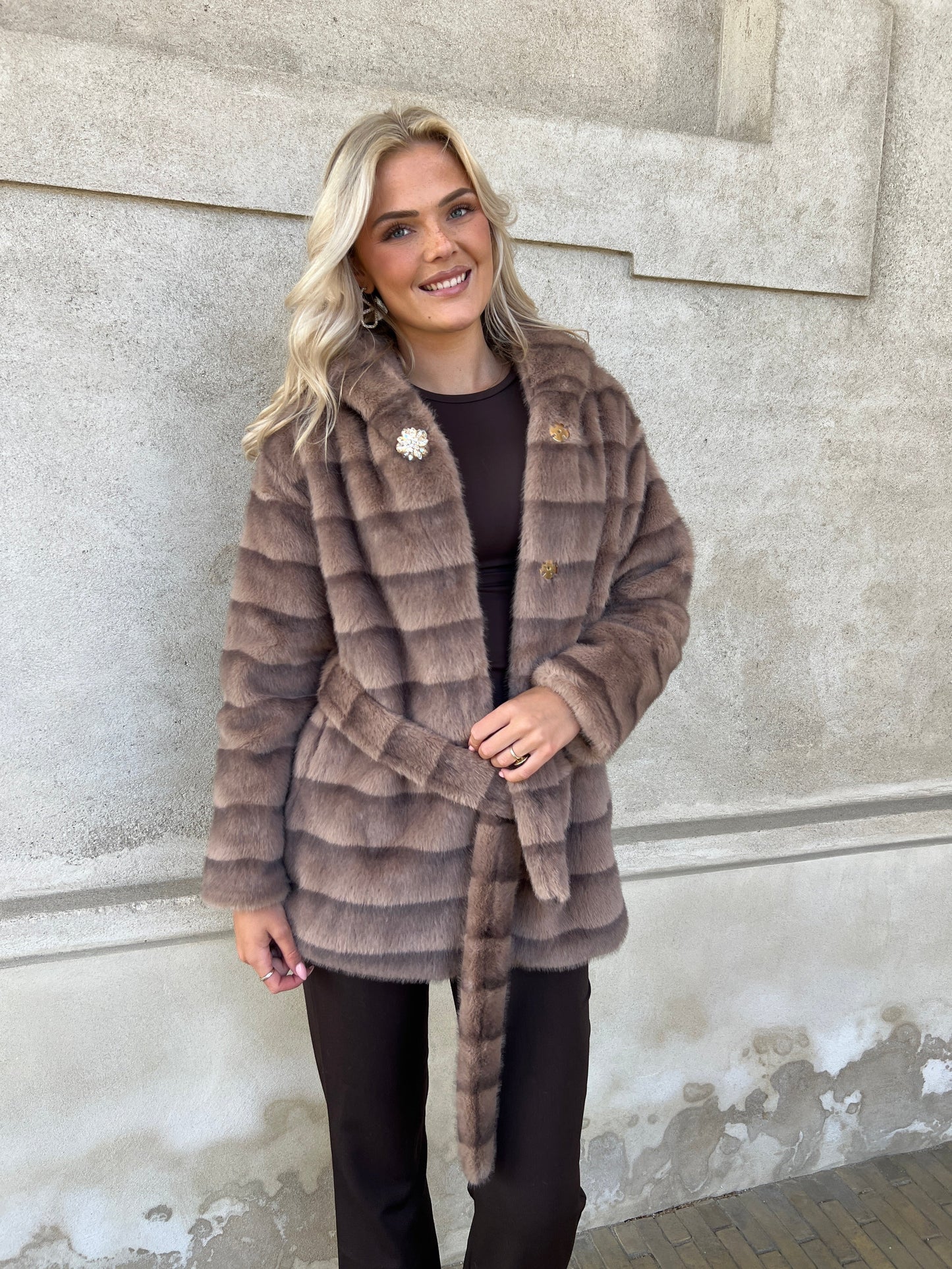 Flam muldvarp fake fur jakke