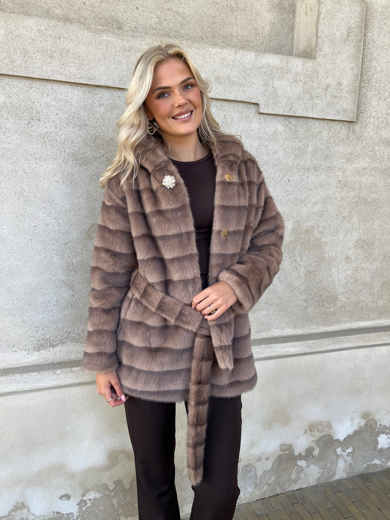 Flam muldvarp fake fur jakke