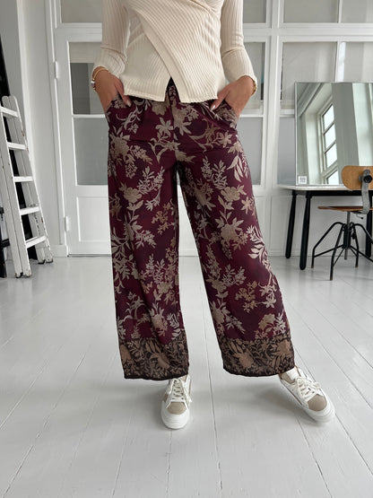 Bellice bordeaux satin pants