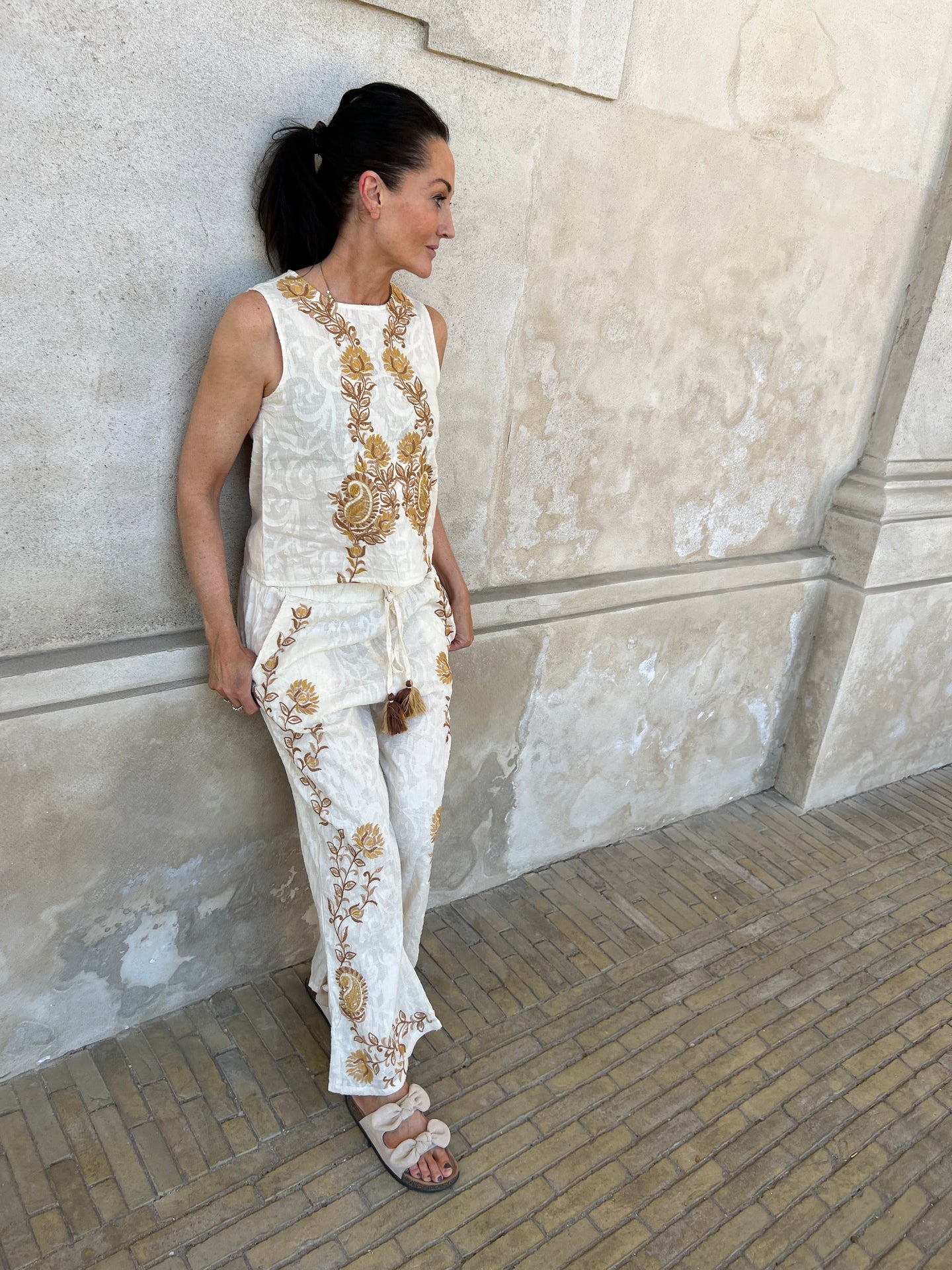 Ivory bohemian pants