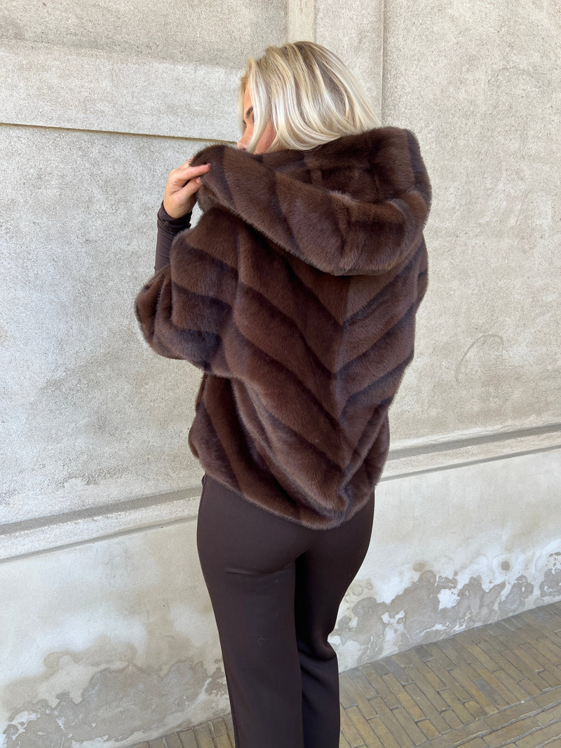 Flam dark brown fake fur