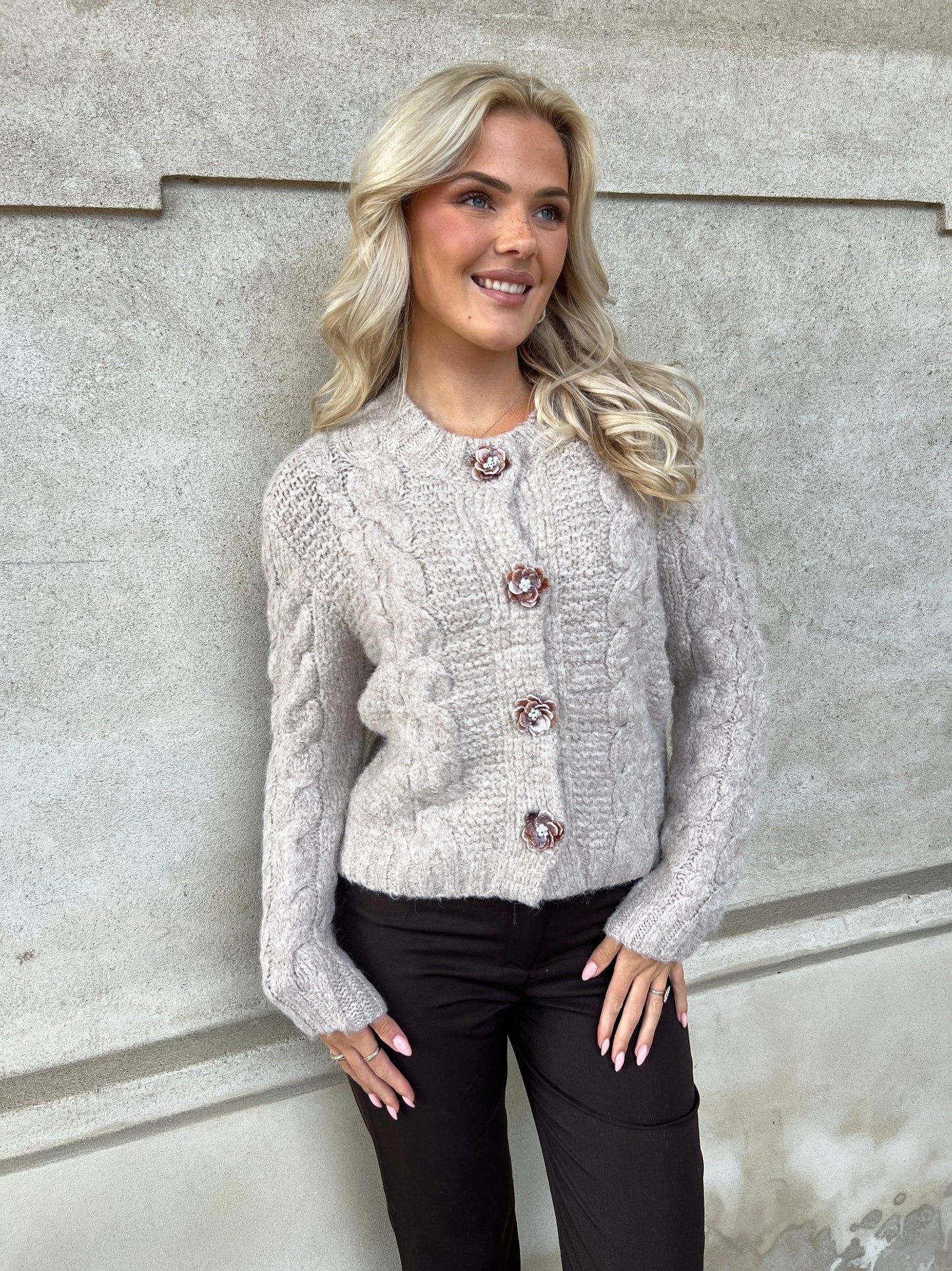 Azaka taupe cardigan