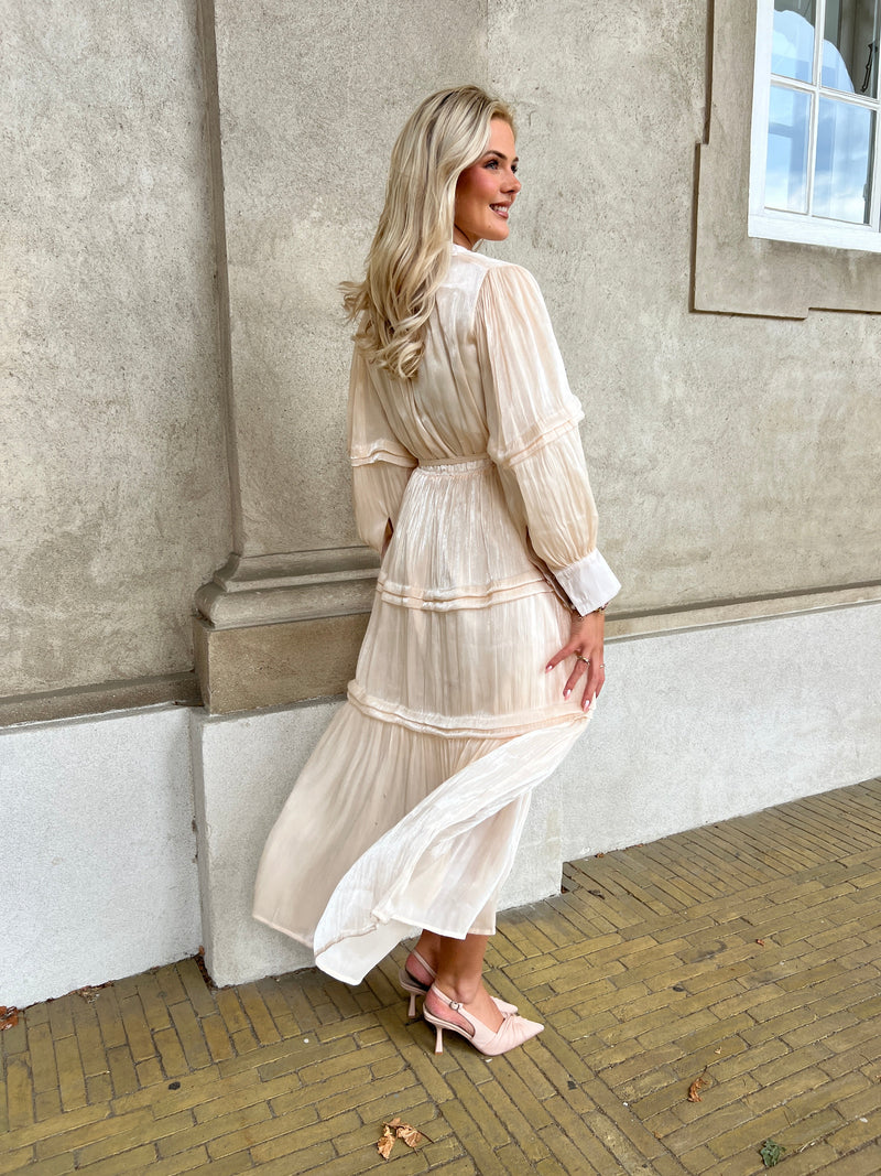 Flam beige satin dress