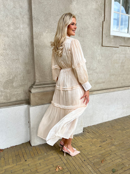 Flam beige satin dress