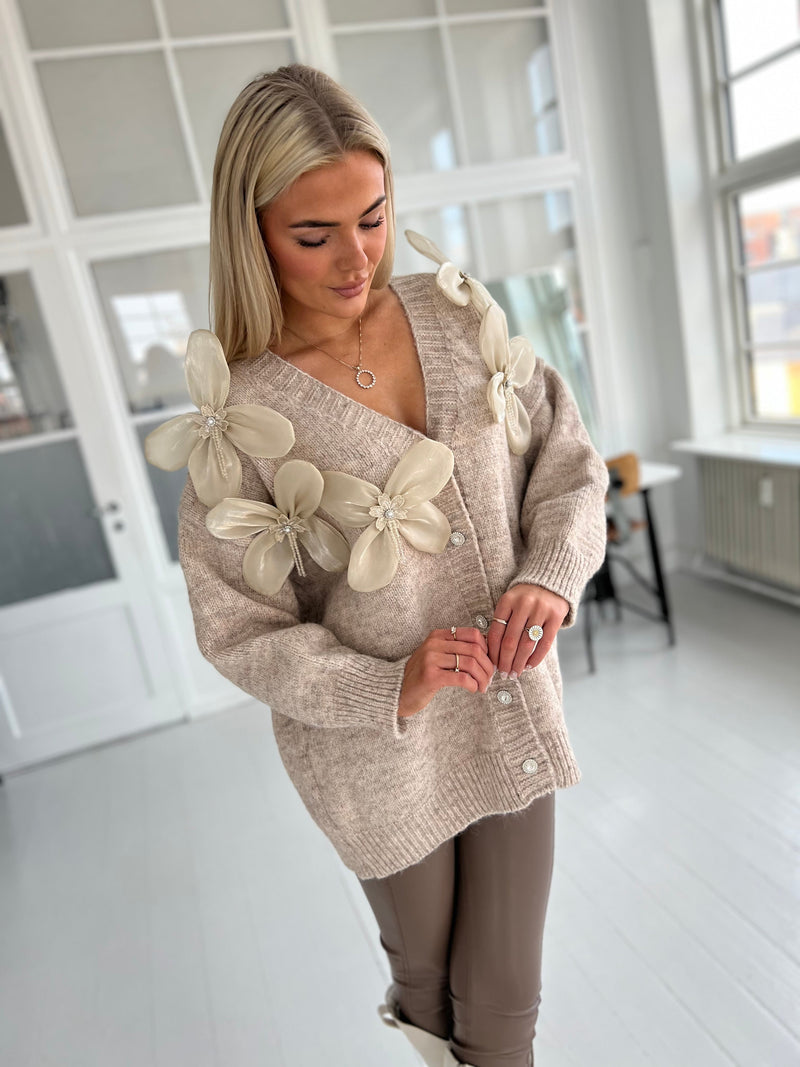 Azaka taupe knit cardigan