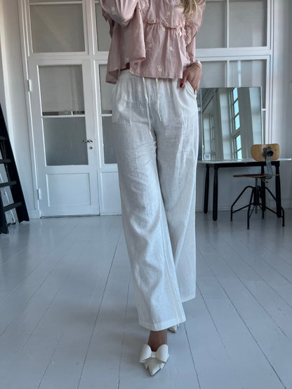 Eight Luxe white linen pants (611)