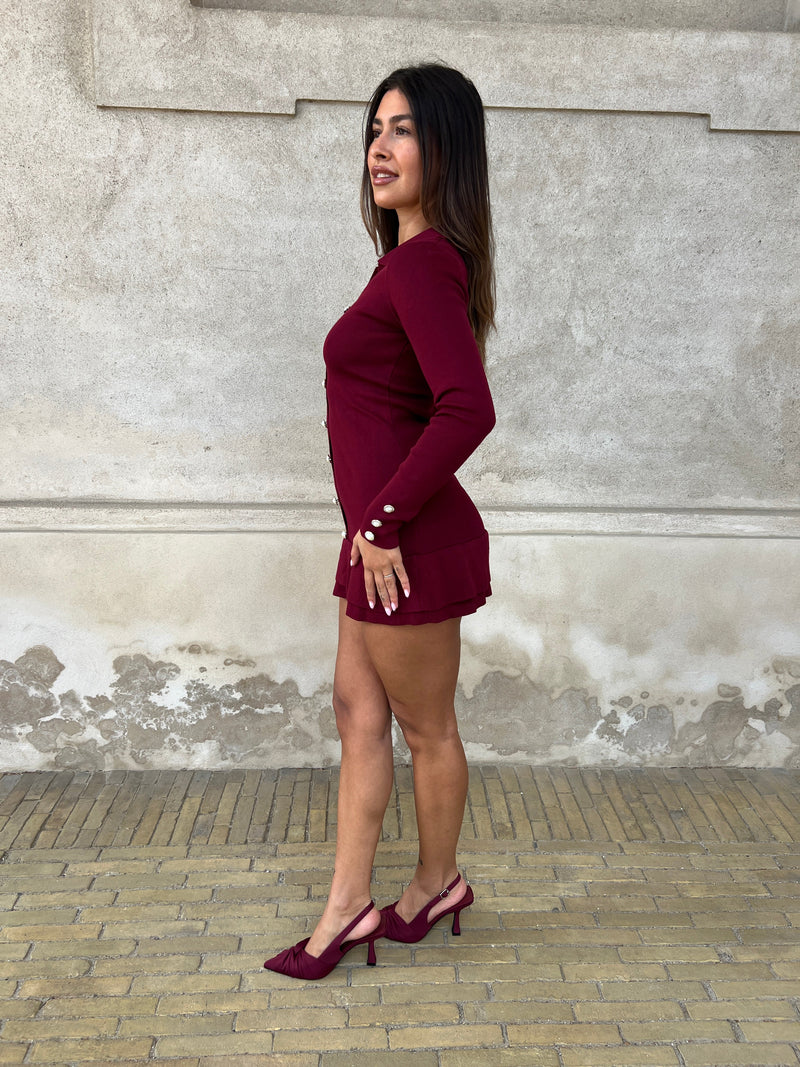 Azaka bordeaux knit dress