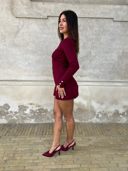 Azaka bordeaux knit dress