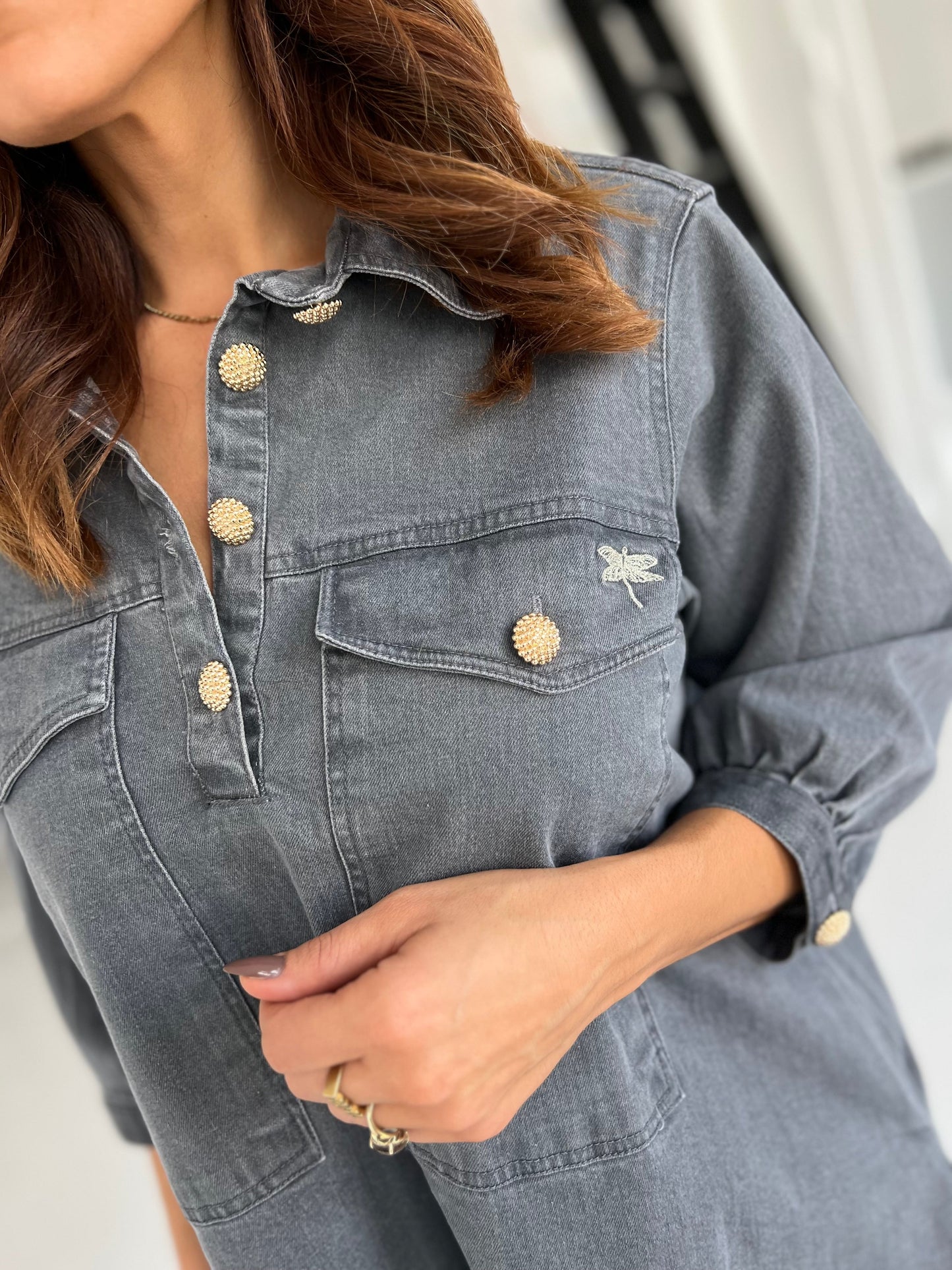 Gaspar grey denim Malmø dress (7705)