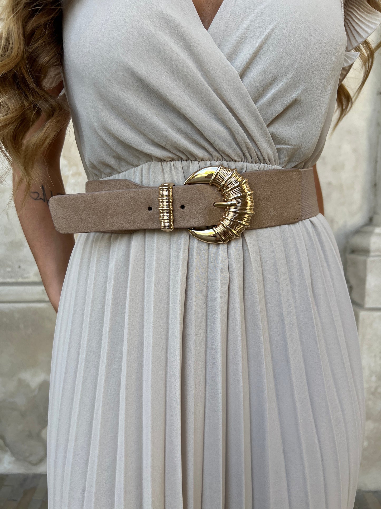 Nora elastic belt beige