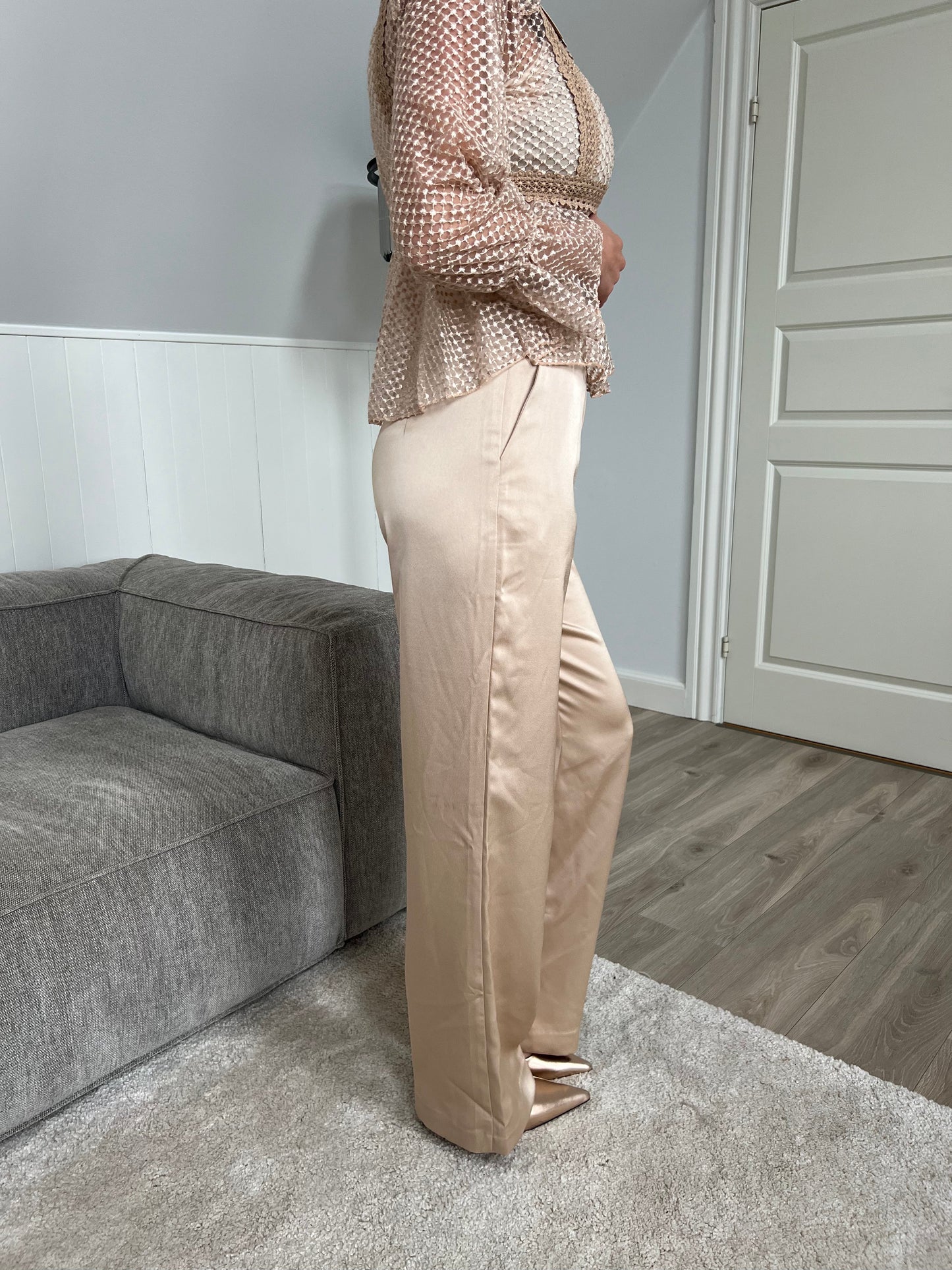 Choklate beige satin pants (2305)-bukser-Åberg-Åberg Copenhagen DK