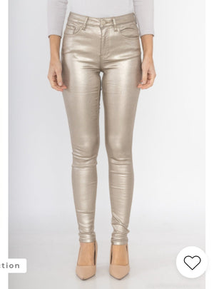 Monday golden faux leather pants (6861)