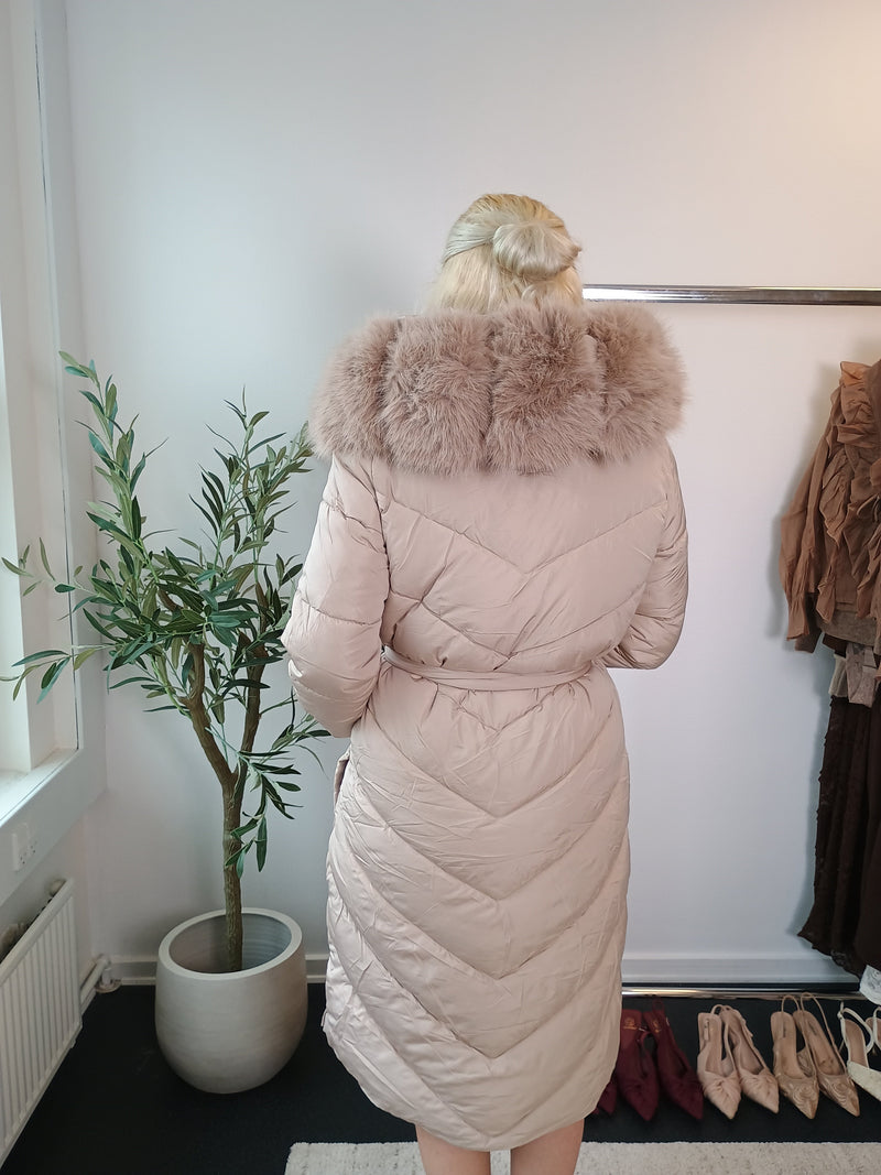 Flam puffer long coat Khaki fra webshoppen Aaberg Copenhagen