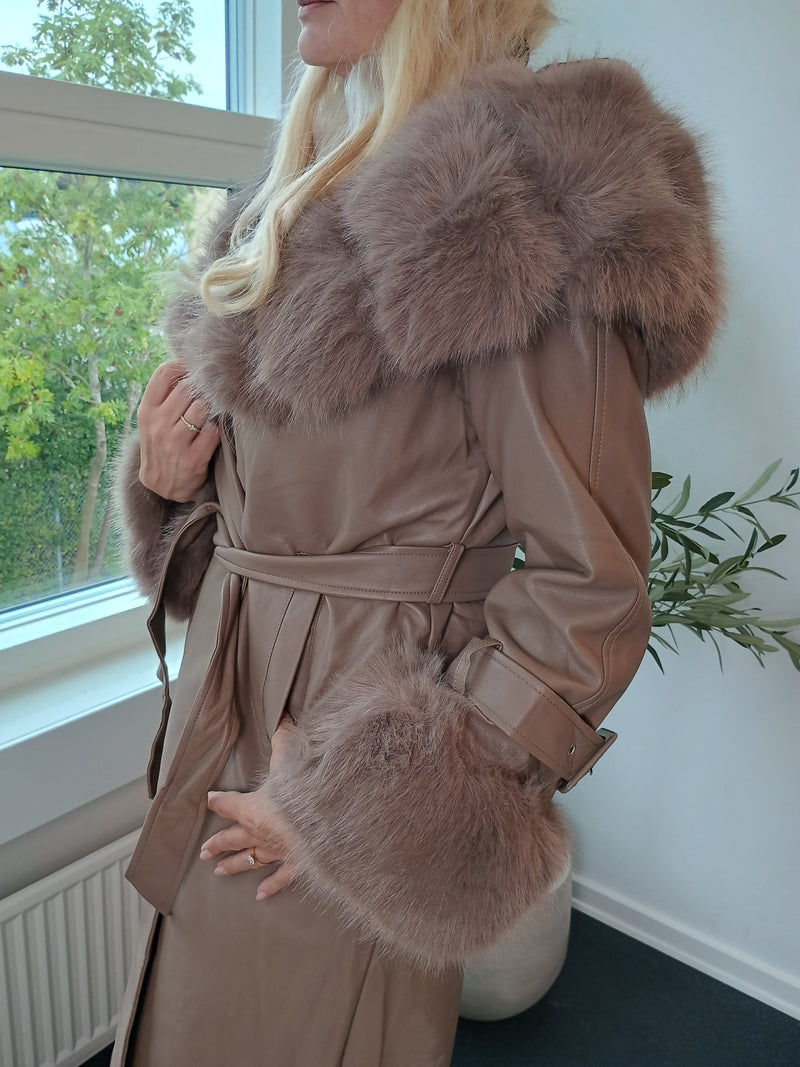 Flam faux leather coat muldvarp fra webshoppen Aaberg Copenhagen